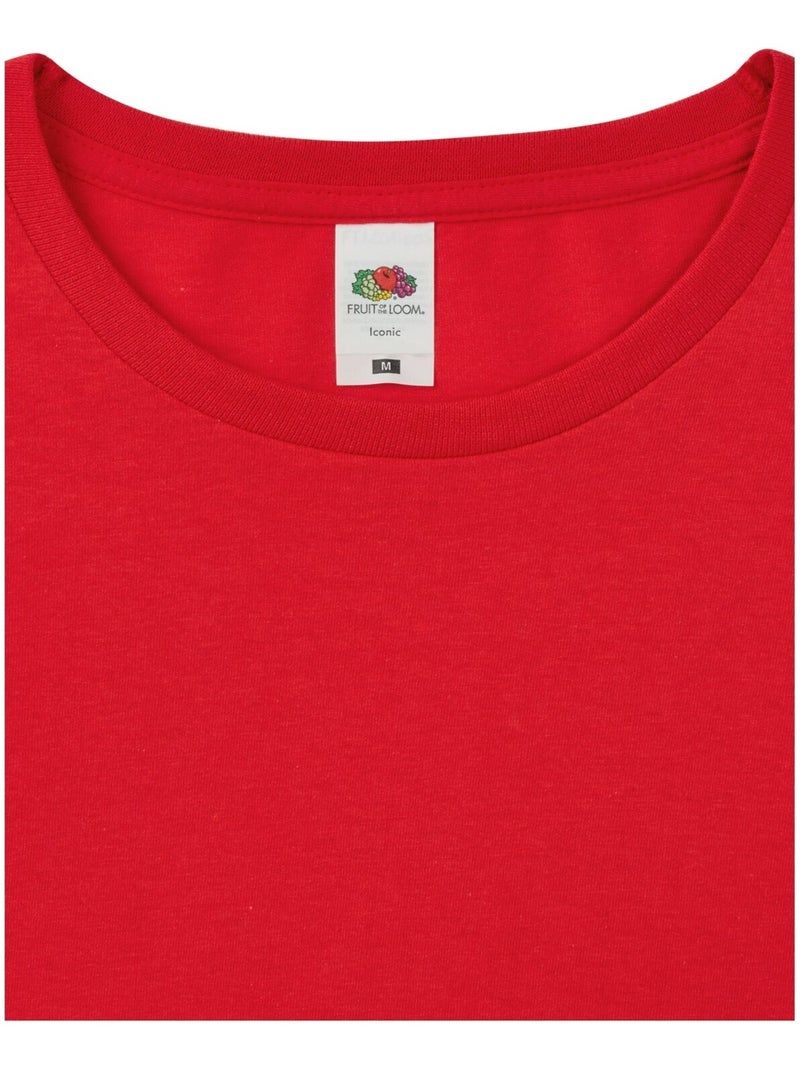 Fruit of the Loom Iconic Maglietta Manica Lunga Adulto Unisex Rosso - Kiabi