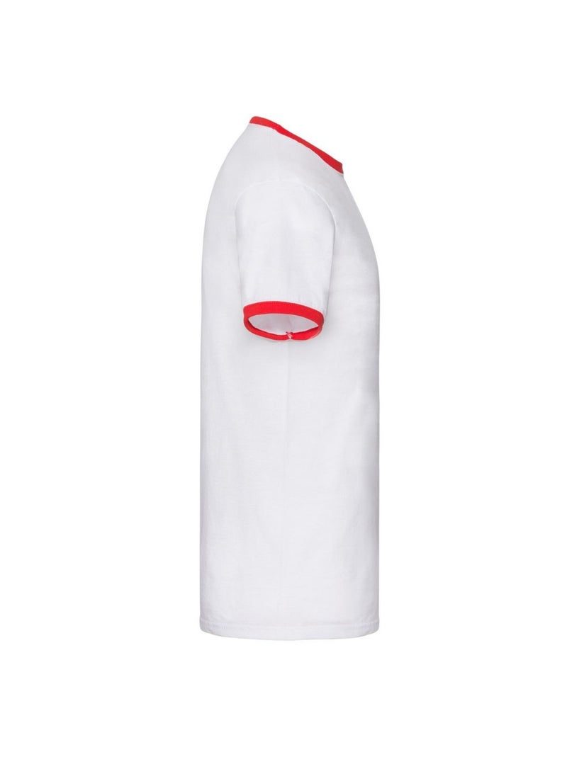 Fruit of the Loom Ringer Maglietta Uomo Bianco/Rosso - Kiabi