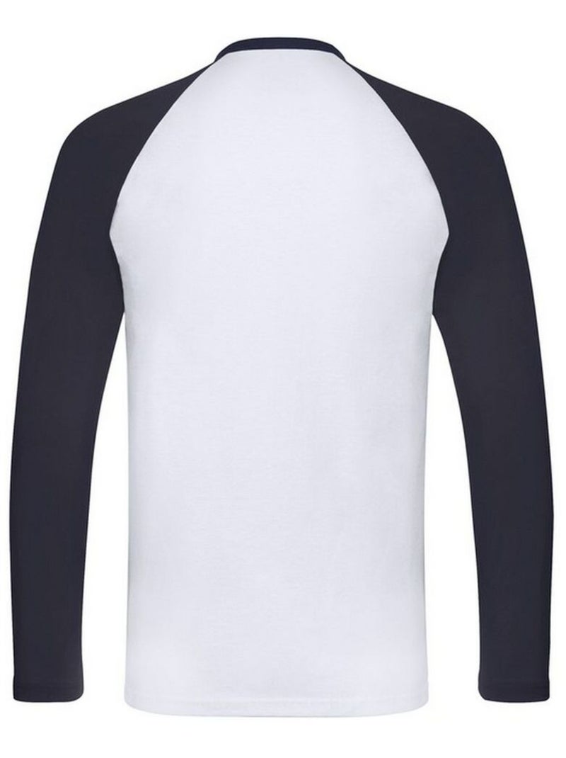 Fruit of the Loom Valueweight Maglietta Baseball Manica Lunga Uomo Bianco Blu - Kiabi