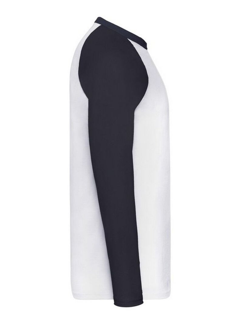 Fruit of the Loom Valueweight Maglietta Baseball Manica Lunga Uomo Bianco Blu - Kiabi