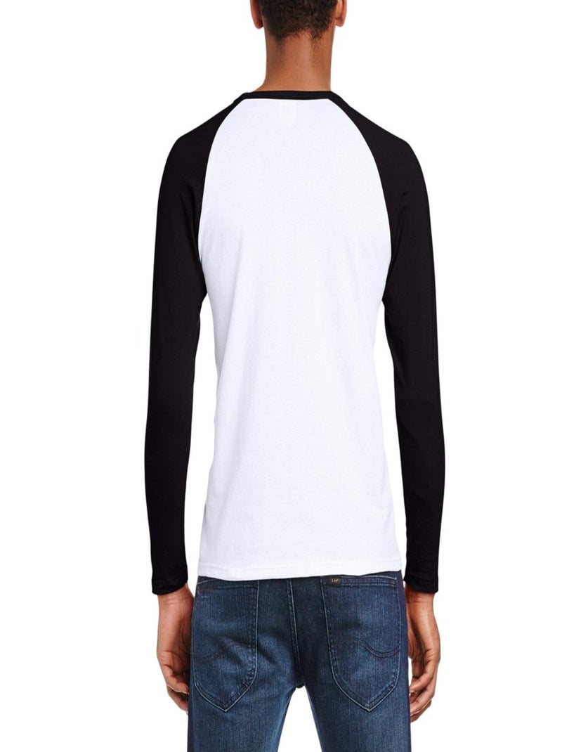 Fruit of the Loom Valueweight Maglietta Baseball Manica Lunga Uomo Bianco Nero - Kiabi