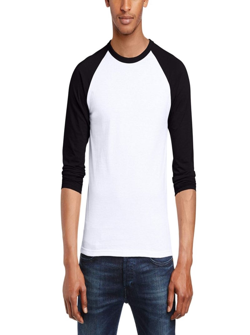 Fruit of the Loom Valueweight Maglietta Baseball Manica Lunga Uomo Bianco Nero - Kiabi