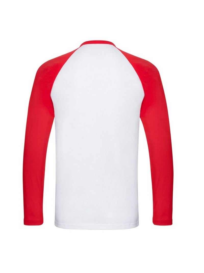 Fruit of the Loom Valueweight Maglietta Baseball Manica Lunga Uomo Bianco/Rosso - Kiabi