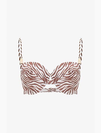 Gale bikini top balconcino con ferretto e stampa zebrata penti