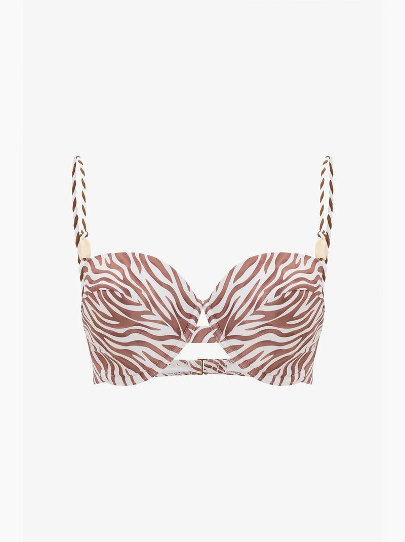 Gale bikini top balconcino con ferretto e stampa zebrata penti Bianco Marrone - Kiabi