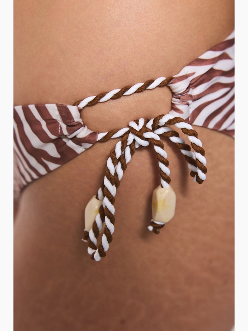 Gale slip bikini con stampa zebra e taglio a v penti Marrone nocciola - Kiabi