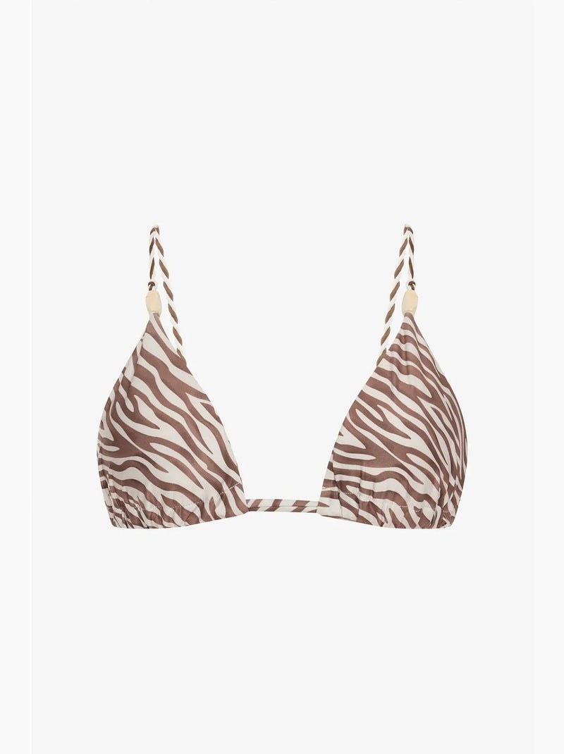 Gale top bikini triangolo con perline stampa zebra penti Marrone nocciola - Kiabi