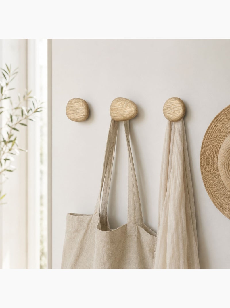 Ganci da parete in legno, forma organica Beige - Kiabi