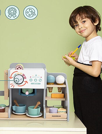 Gelateria in legno 2 in 1 con caffè e 70+ accessori bambini
