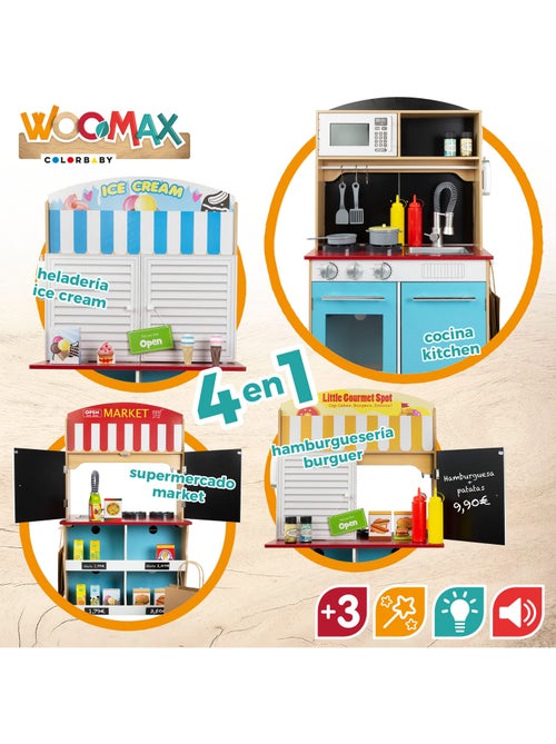 Gelateria WOOMAX con cucina in legno 2 in 1 - Kiabi Gelateria WOOMAX con cucina in legno 2 in 1 - Kiabi