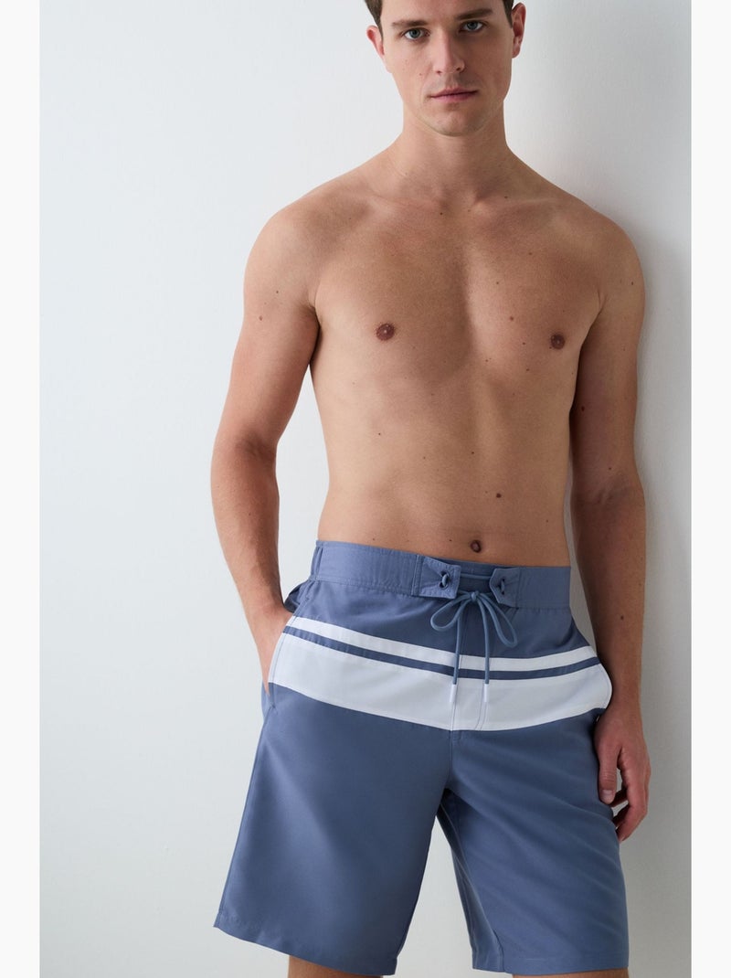 Gentleman short da bagno lunghi a righe penti Blu Bianco - Kiabi