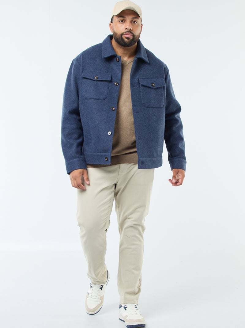 Giacca a camicia calda in lana Blu - Kiabi