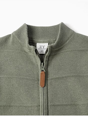 Giacca a maglia di cotone con linee in rilievo