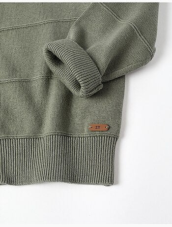 Giacca a maglia di cotone con linee in rilievo