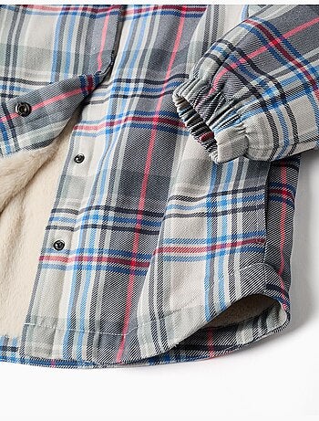 Giacca a quadri con cappuccio e fodera in peluche