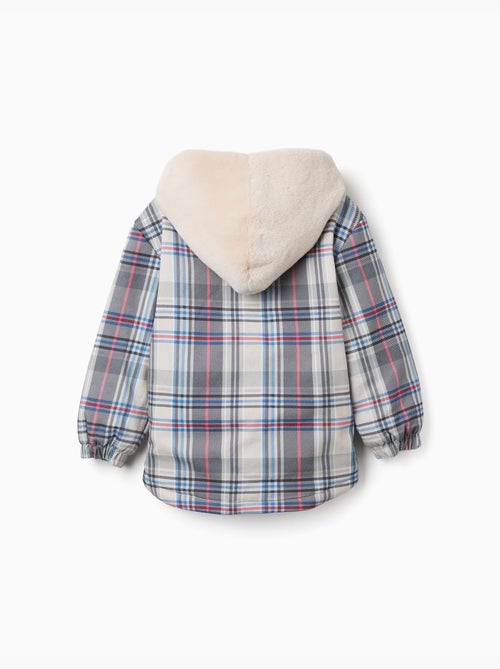 Giacca a quadri con cappuccio e fodera in peluche - Kiabi