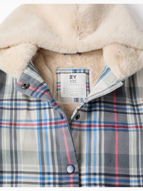 Giacca a quadri con cappuccio e fodera in peluche - Kiabi