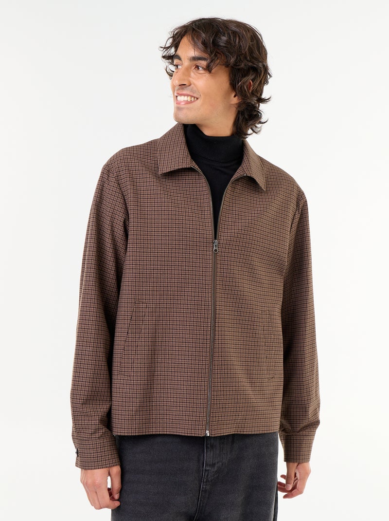 Giacca a quadri con zip Grigio - Kiabi