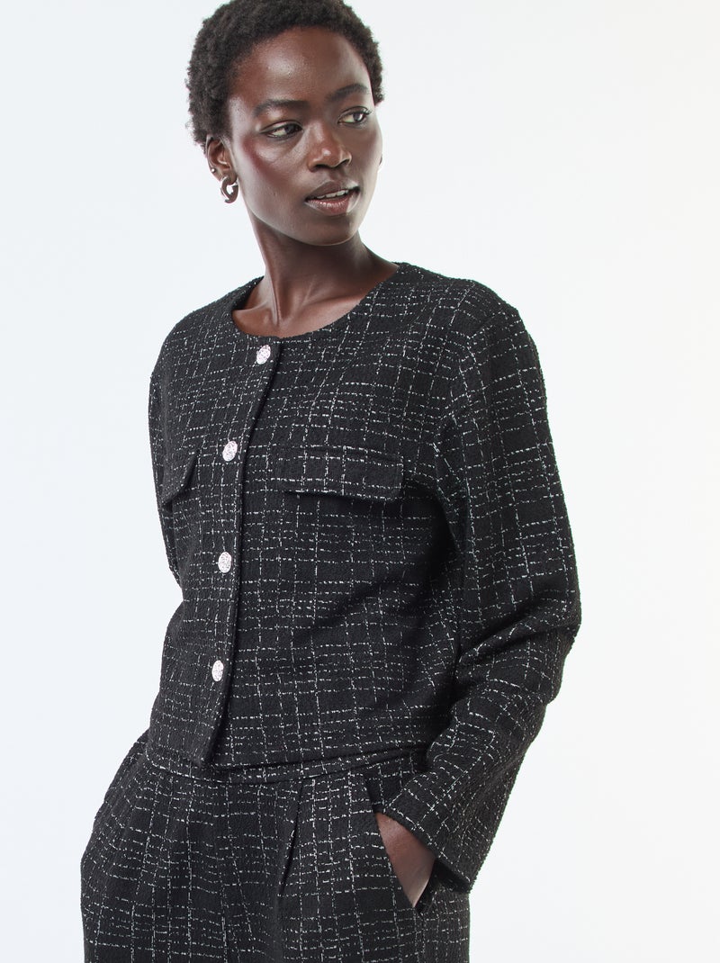 Giacca a quadri 'JDY' con tasche a patta Nero - Kiabi