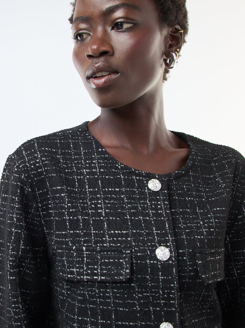 Giacca a quadri 'JDY' con tasche a patta Nero - Kiabi