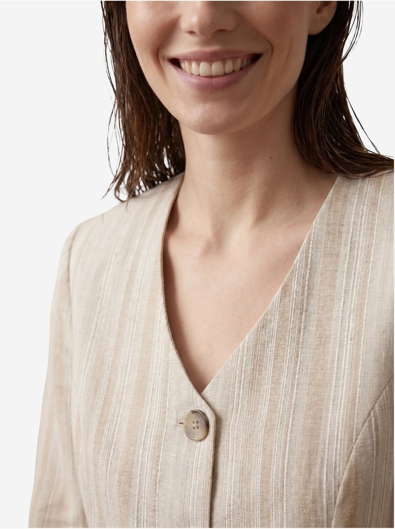 Giacca a righe in popeline con cintura my fashion Beige chiaro - Kiabi