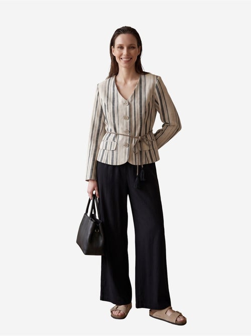 Giacca a righe in popeline con cintura my fashion - Kiabi