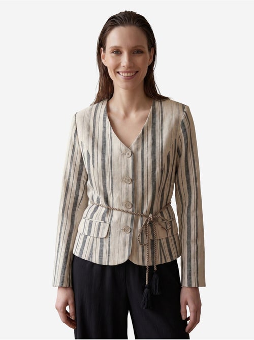 Giacca a righe in popeline con cintura my fashion - Kiabi