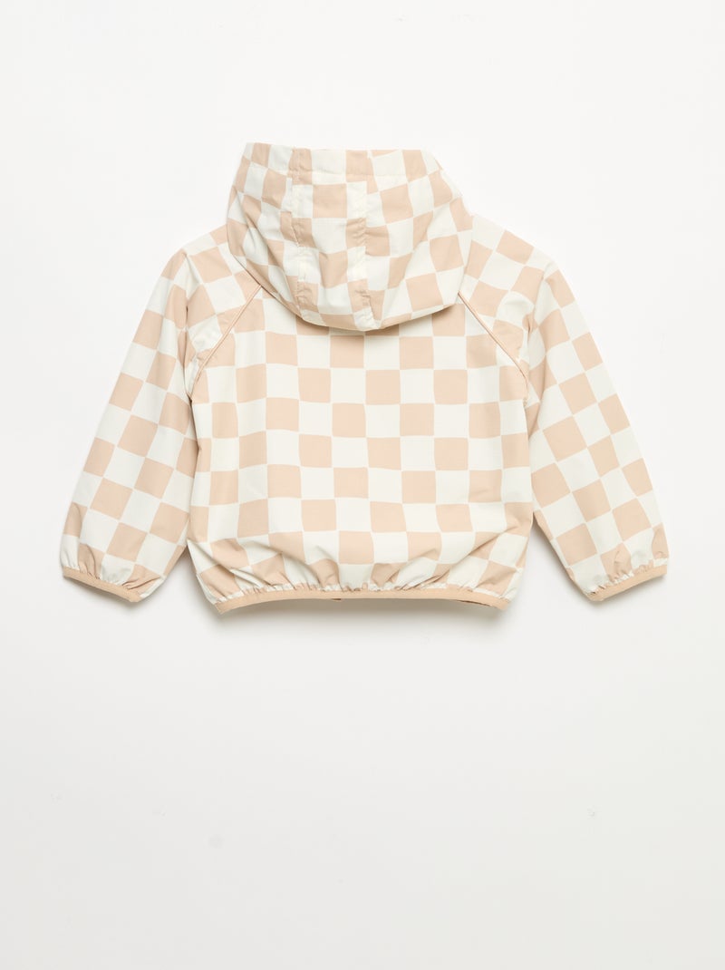 Giacca a vento con cappuccio a quadri Beige - Kiabi