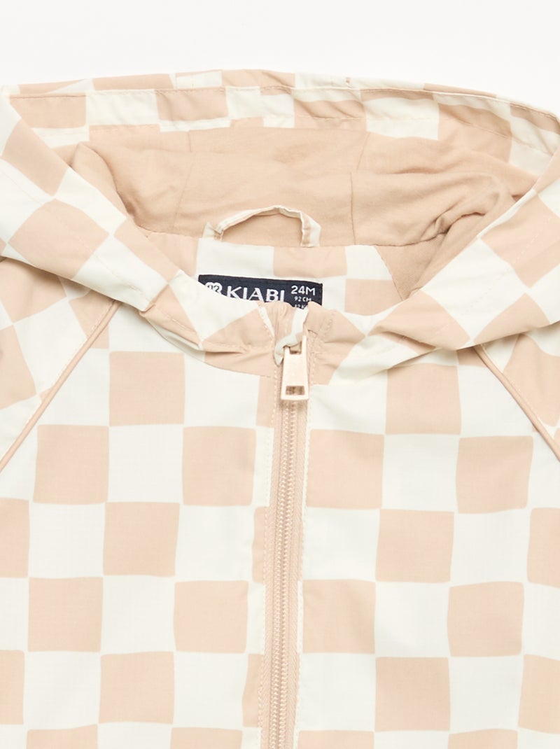 Giacca a vento con cappuccio a quadri Beige - Kiabi