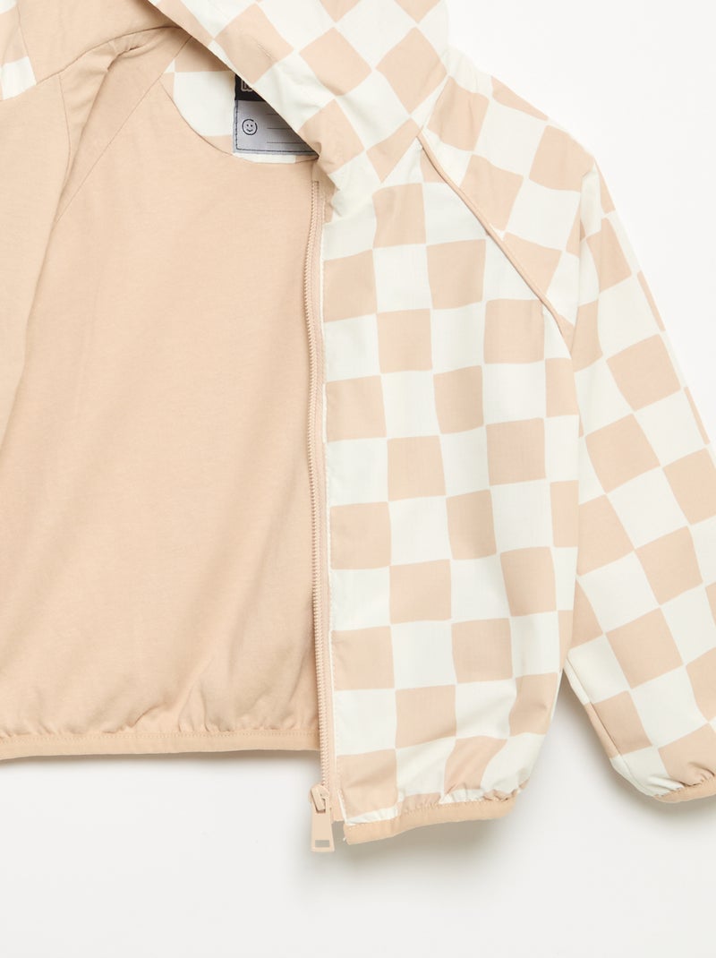 Giacca a vento con cappuccio a quadri Beige - Kiabi