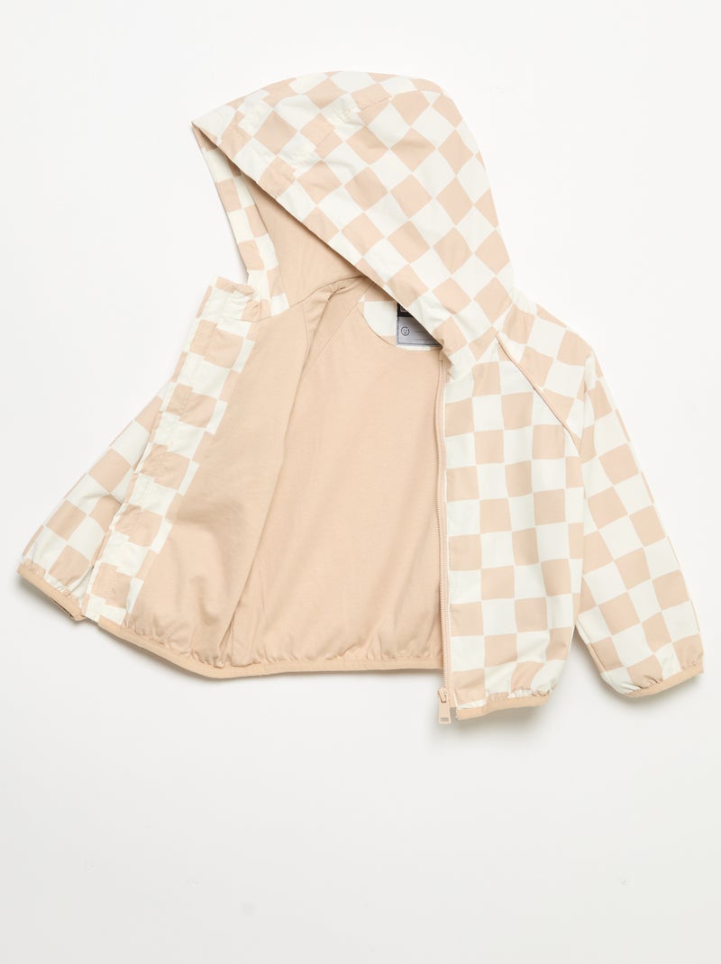 Giacca a vento con cappuccio a quadri Beige - Kiabi