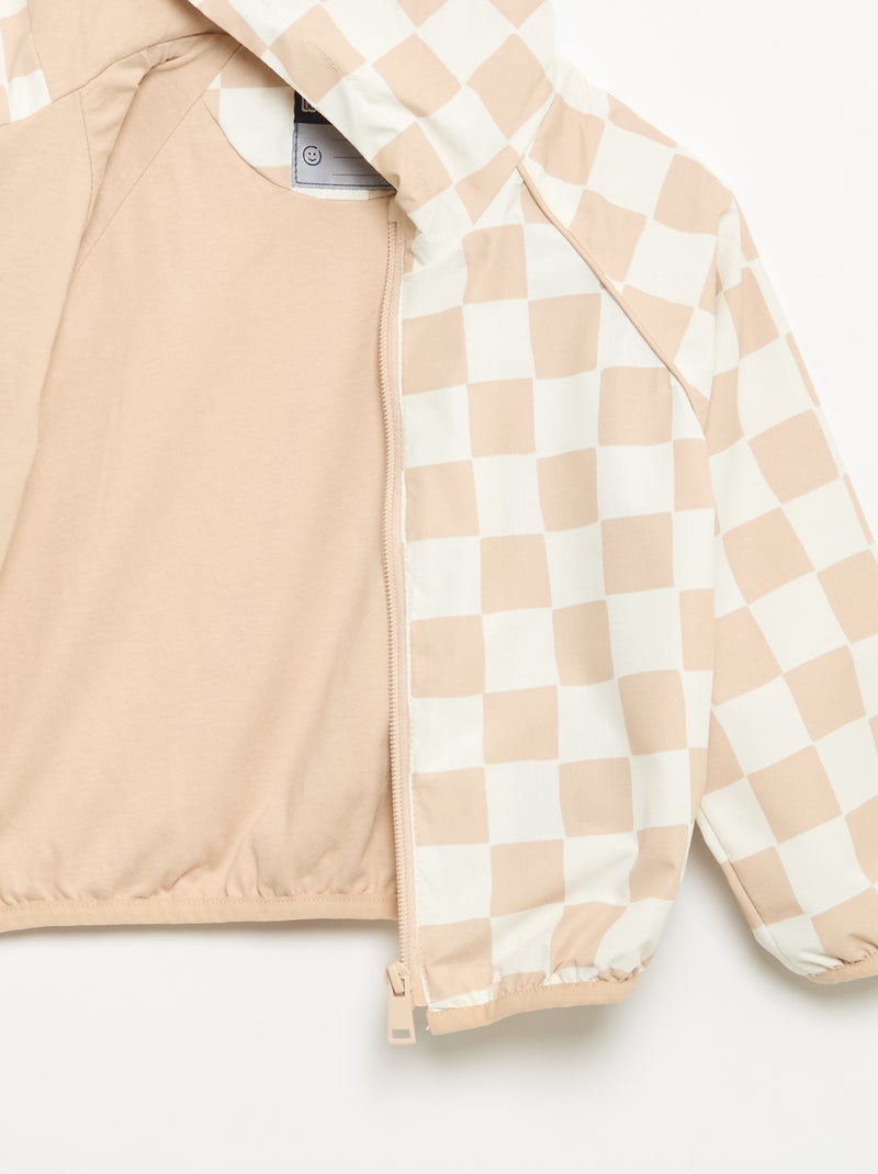 Giacca a vento con cappuccio a quadri Beige - Kiabi