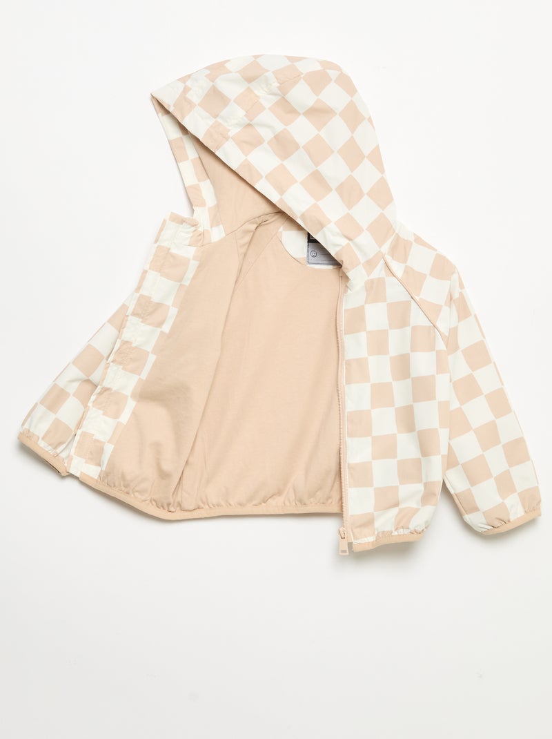 Giacca a vento con cappuccio a quadri Beige - Kiabi