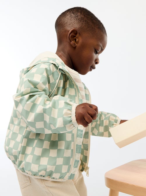 Giacca a vento con cappuccio all-over - Kiabi