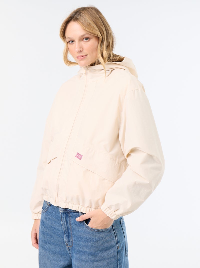 Giacca a vento con cappuccio Beige - Kiabi