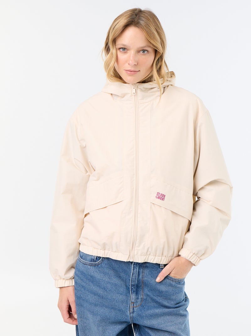 Giacca a vento con cappuccio Beige - Kiabi