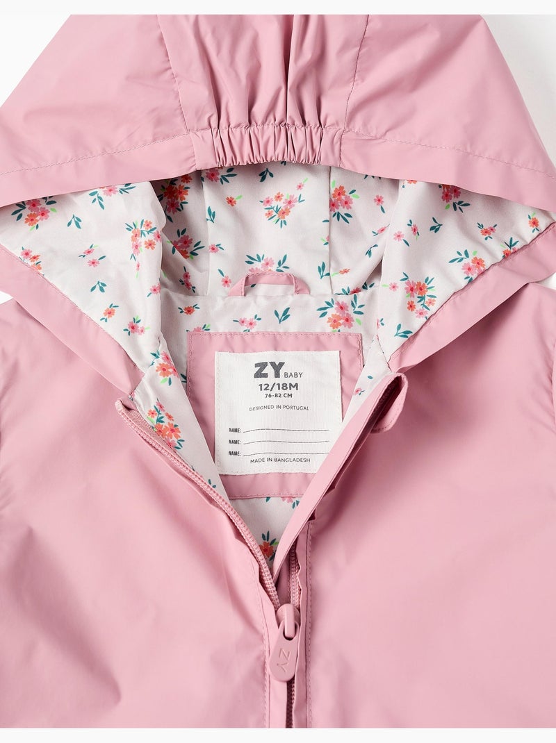 Giacca a vento con cappuccio e orlo arricciato Rosa chiaro - Kiabi