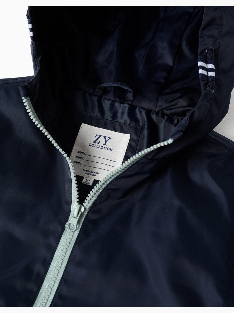 Giacca a vento con cappuccio e tasche Blu scuro - Kiabi