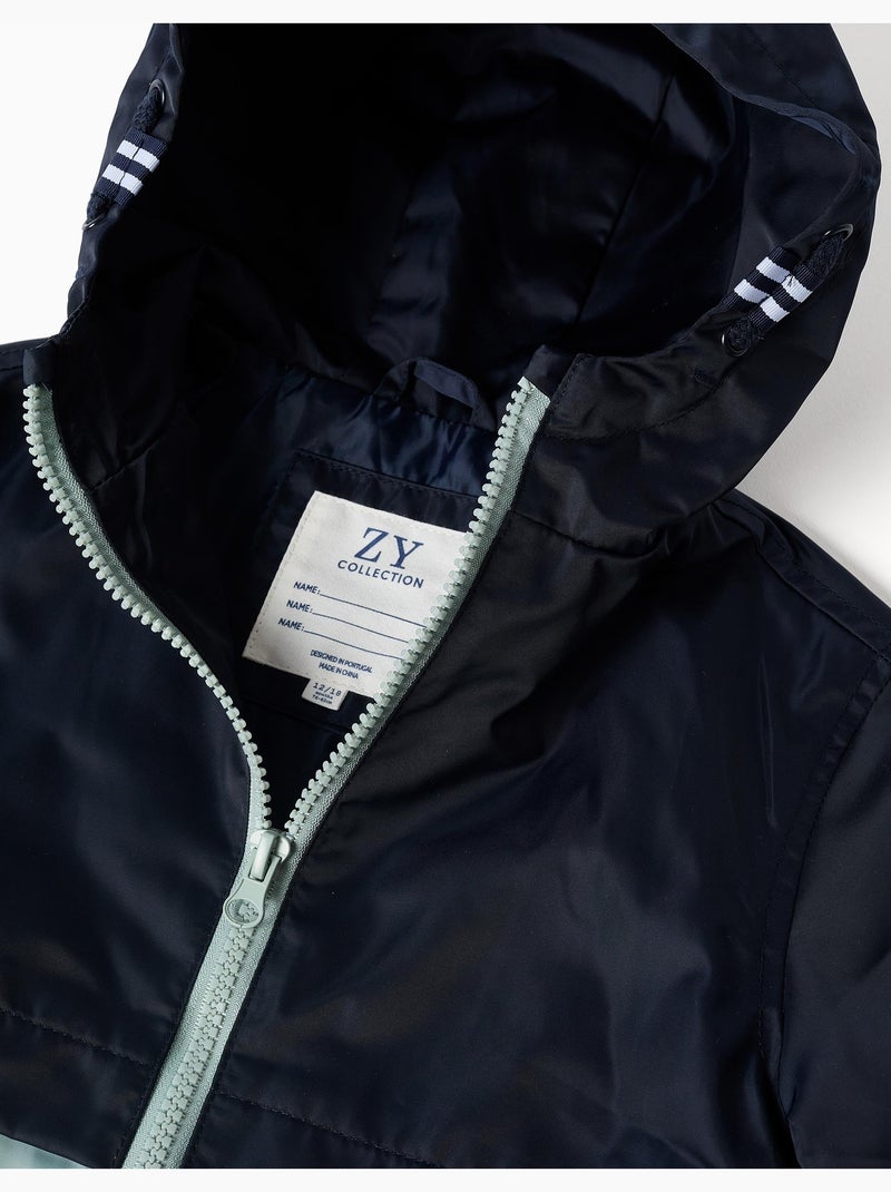 Giacca a vento con cappuccio e tasche Blu scuro - Kiabi