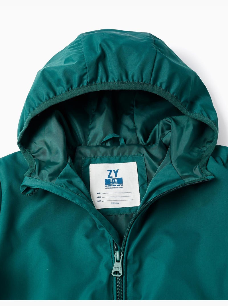 Giacca a vento con cappuccio e tasche Verde scuro - Kiabi