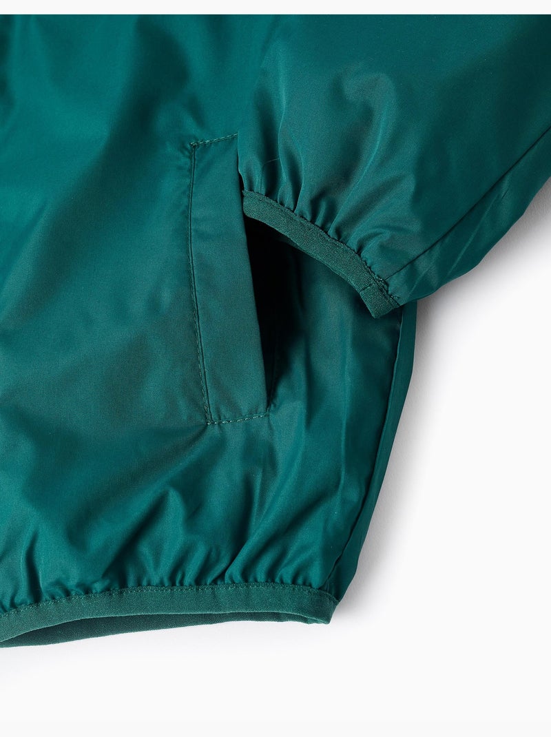 Giacca a vento con cappuccio e tasche Verde scuro - Kiabi