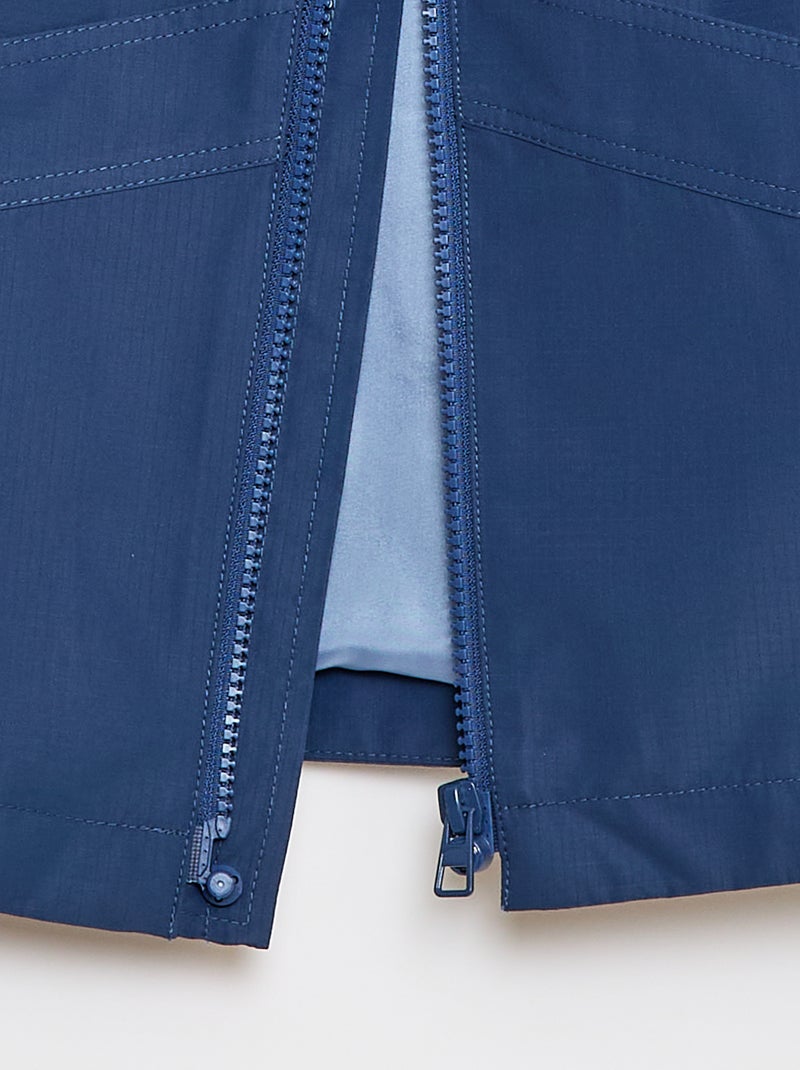 Giacca a vento tinta unita con cappuccio - Collezione facile da indossare Blu - Kiabi