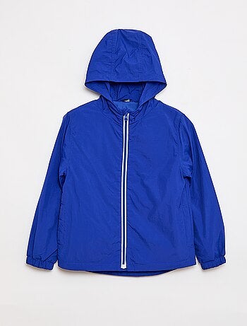 Giacca a vento tinta unita ripiegabile nel cappuccio