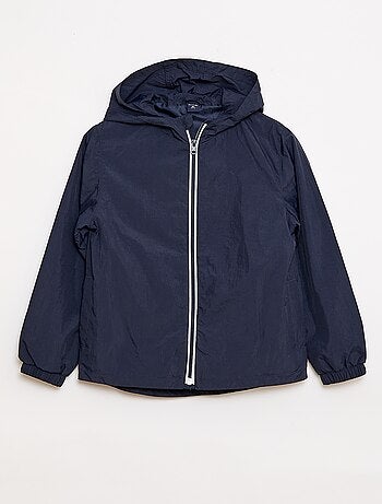 Giacca a vento tinta unita ripiegabile nel cappuccio