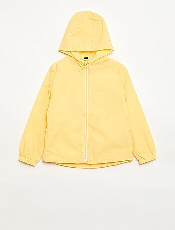 Giacca a vento tinta unita ripiegabile nel cappuccio