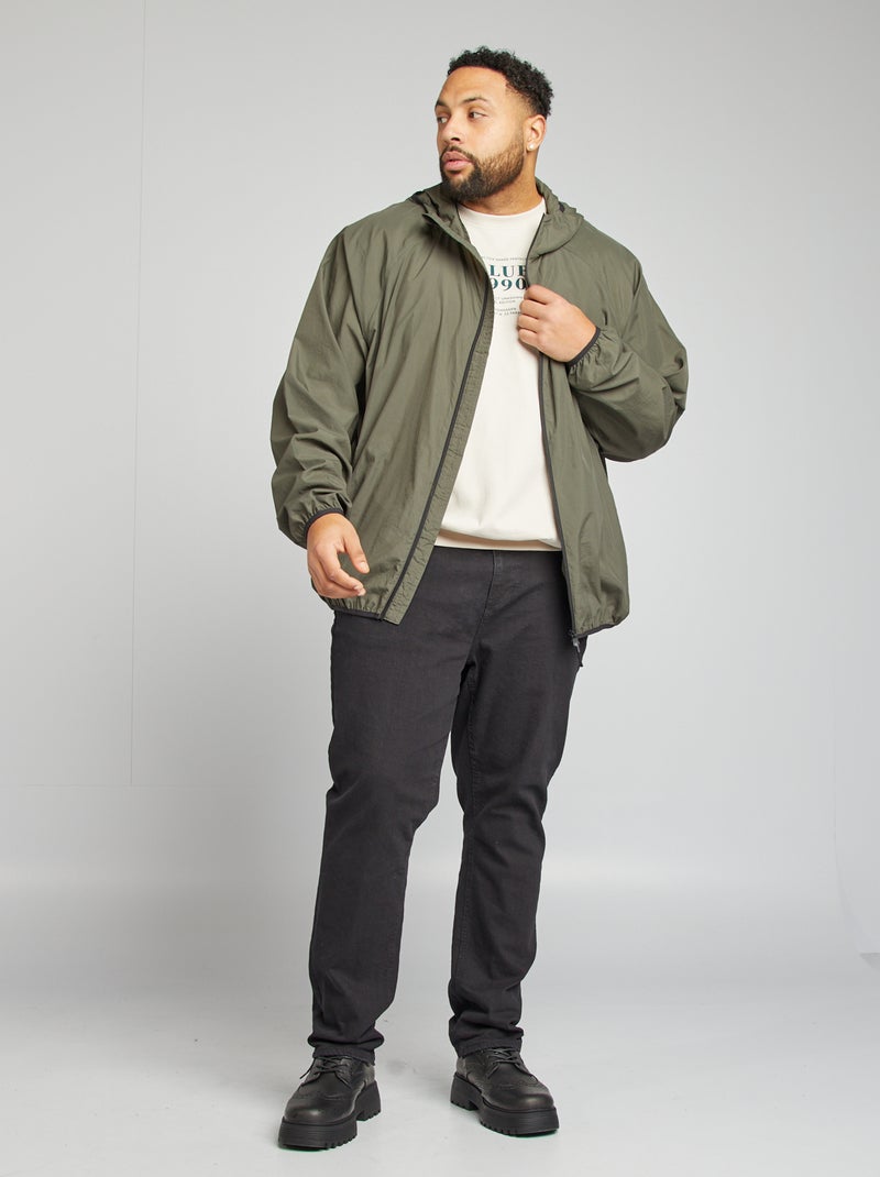 Giacca a vento tinta unita ripiegabile nel cappuccio KAKI - Kiabi