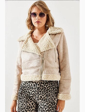 Giacca aviator cropped in ecopelle lucci