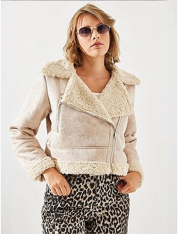 Giacca aviator cropped in ecopelle lucci
