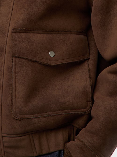 Giacca aviatore effetto pelle con collo effetto montone - Kiabi