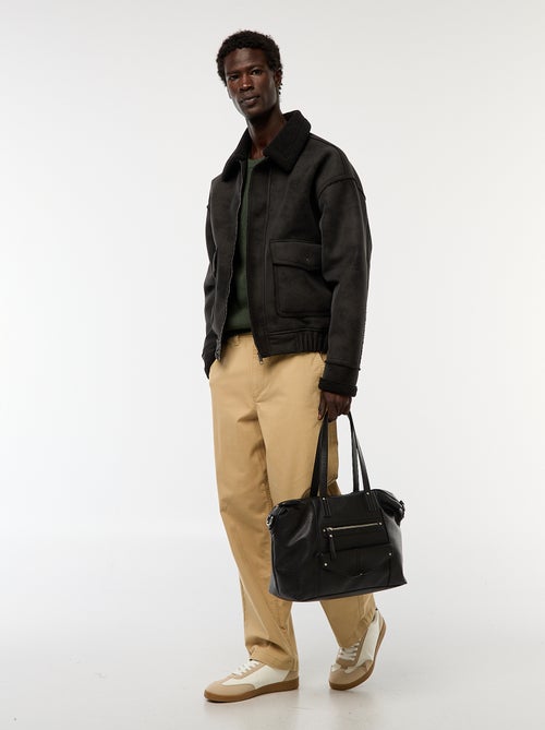 Giacca aviatore effetto pelle con collo effetto montone - Kiabi